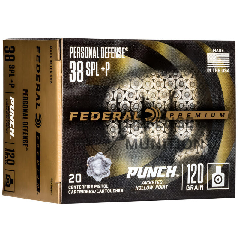 FEDERAL PREMIUM PUNCH .38 SPC 120 GR JHP 1000 FPS 20 RD/BOX