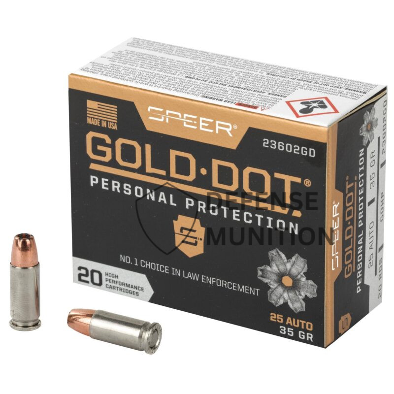 SPEER GOLD DOT .25 ACP 35 GR GDHP 900 FPS 20 RD/BOX