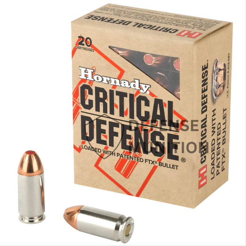 HORNADY CRITICAL DEFENSE .45 ACP 185 GR FTX 1000 FPS 20 RD/BOX